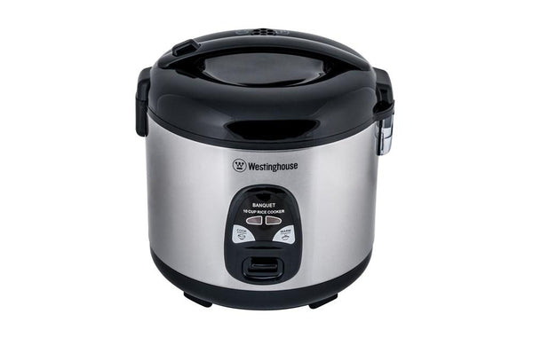 Westinghouse 220 Volt Rice Cooker 10 Cup, Non Stick Cooking Pot, Measuring Cup, Keep Warm Function-Stainless Steel-700W (Not for Use in Usa)